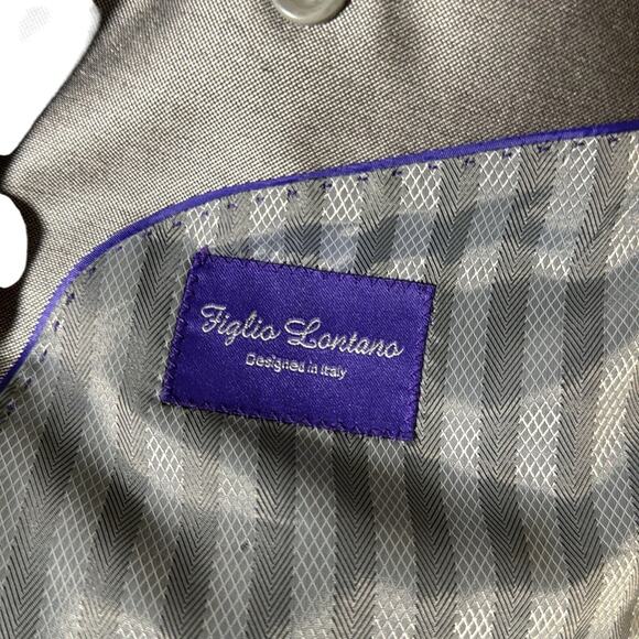 Figlio Lontano Silver Suit w/ black accents Two-piece suit 42 R pants 36 R X 30 - Picture 8 of 16